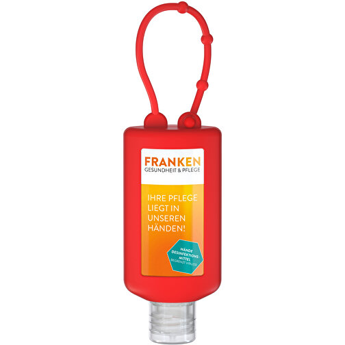 Gel desinfectante de manos (DIN EN 1500), 50 ml parachoques rojo, etiqueta para el cuerpo (R-PET), Imagen 2