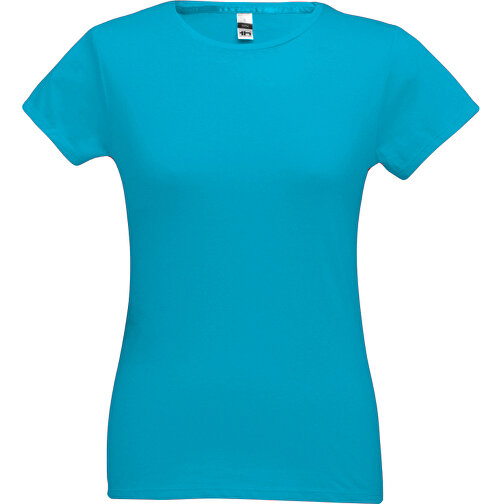 THC SOFIA. Tailliertes Damen-T-Shirt , wasserblau, 100% Baumwolle, M, 62,00cm x 44,00cm (Länge x Breite), Bild 1