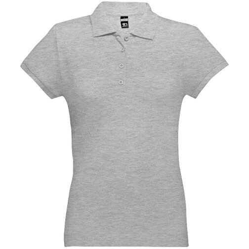 THC EVE. Damen Poloshirt , hellgrau melliert, 100% Baumwolle, M, 62,00cm x 43,00cm (Länge x Breite), Bild 1