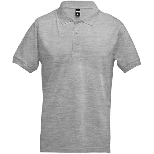 THC ADAM. Kurzarm-Poloshirt Aus Baumwolle Für Herren , hellgrau melliert, 100% Baumwolle, XL, 73,00cm x 58,00cm (Länge x Breite), Bild 1