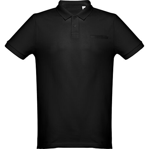 THC DHAKA. Herren Poloshirt , schwarz, 100% Baumwolle, L, 74,00cm x 54,00cm (Länge x Breite), Bild 1