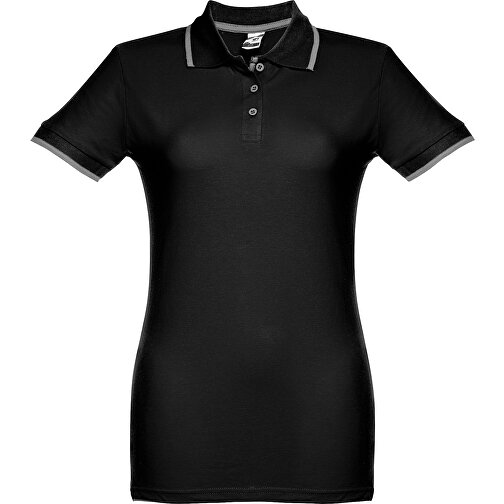 THC ROME WOMEN. 'Slim Fit' Damen Poloshirt , hellgrau melliert, 100% Baumwolle, S, 63,00cm x 42,00cm (Länge x Breite), Bild 2