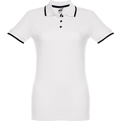 THC ROME WOMEN WH. Zweifarbiges Baumwoll-Poloshirt Für Damen , weiß, 100% Baumwolle, M, 65,00cm x 45,00cm (Länge x Breite), Bild 1