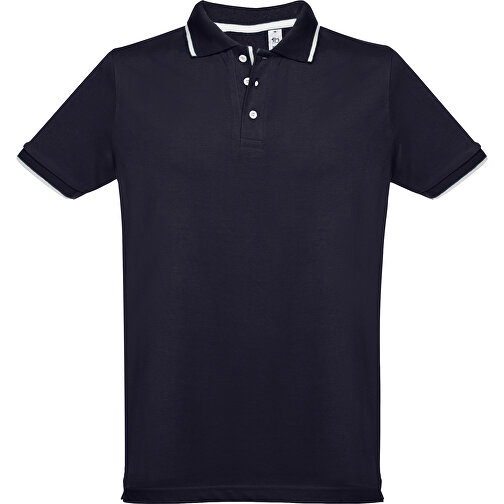 THC ROME. Zweifarbiges Baumwoll-Poloshirt Für Herren , dunkelblau, 100% Baumwolle, S, 70,00cm x 48,00cm (Länge x Breite), Bild 1
