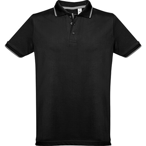 THC ROME. Zweifarbiges Baumwoll-Poloshirt Für Herren , grau, 100% Baumwolle, XL, 76,00cm x 57,00cm (Länge x Breite), Bild 2