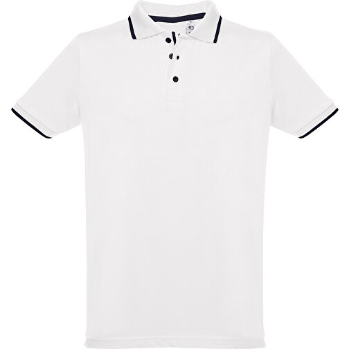 THC ROME WH. Zweifarbiges Baumwoll-Poloshirt Für Männer. Weiße Farbe , weiß, 100% Baumwolle, XL, 76,00cm x 57,00cm (Länge x Breite), Bild 2