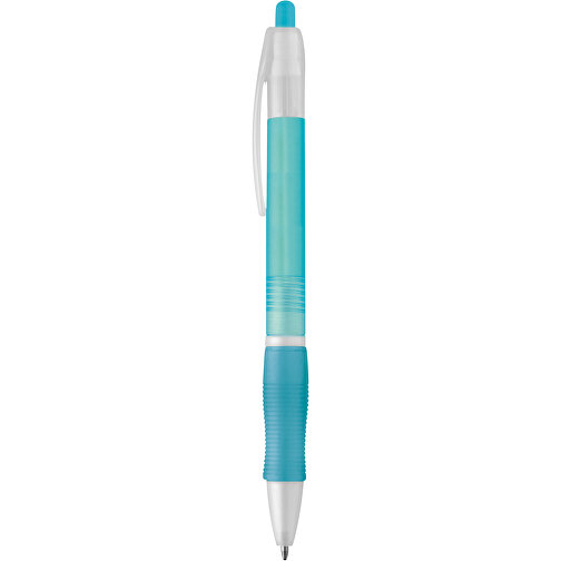 SLIM BK. Kugelschreiber Mit Gummigriff , hellblau, Kunststoff, , Bild 1