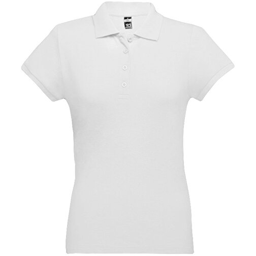 THC EVE WH. Kurzarm-Poloshirt Mit Gürtel Für Damen Aus Kardierter Baumwolle , weiss, 100% Baumwolle, S, 60,00cm x 40,00cm (Länge x Breite), Bild 1