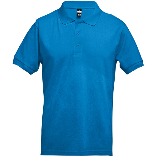 THC ADAM. Kurzarm-Poloshirt Aus Baumwolle Für Herren , wasserblau, 100% Baumwolle, M, 69,50cm x 50,00cm (Länge x Breite), Bild 1