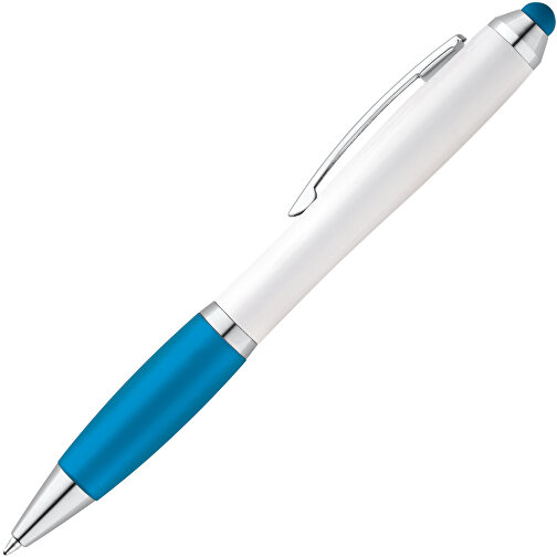 SANS BK. Kugelschreiber Mit Clip Aus Metall , hellblau, Kunststoff, 13,50cm (Länge), Bild 2
