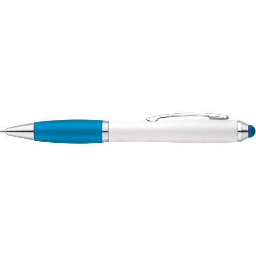 SANS BK. Kugelschreiber Mit Clip Aus Metall , hellblau, Kunststoff, 13,50cm (Länge), Bild 3