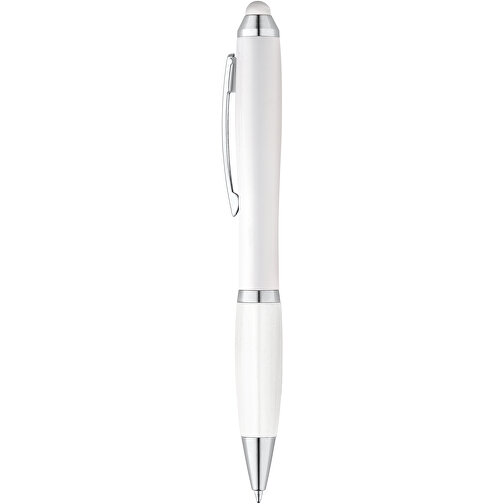 SANS BK. Kugelschreiber Mit Clip Aus Metall , weiß, Kunststoff, 13,50cm (Länge), Bild 1
