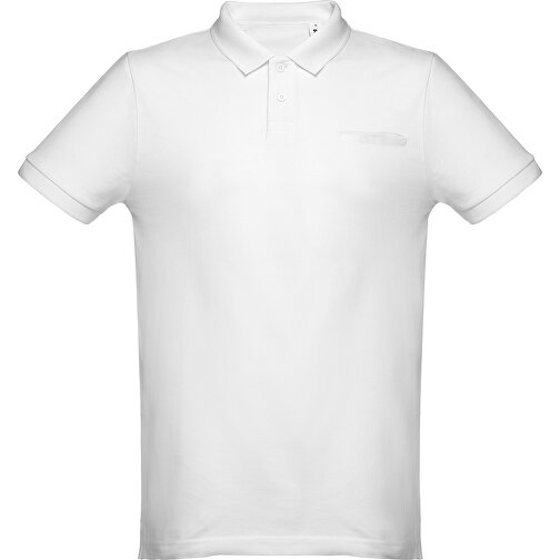 THC DHAKA WH. Herren Poloshirt , weiß, 100% Baumwolle, S, 70,00cm x 46,00cm (Länge x Breite), Bild 2