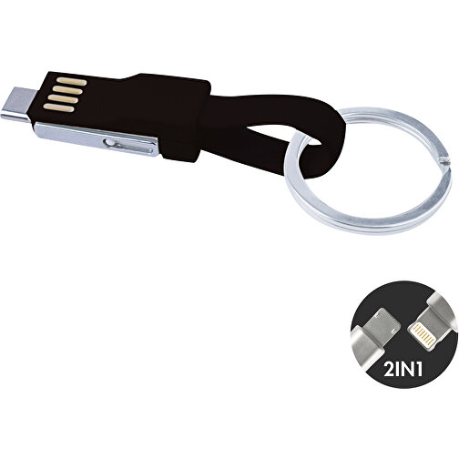 Câble noir porte-clés multifonctions avec type C pour charger et transférer des données, Image 2