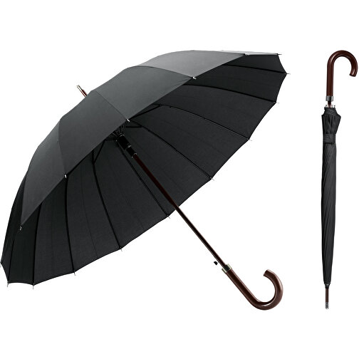 HEDI. 16-Speichen Regenschirm , schwarz, 190T Pongé, , Bild 2