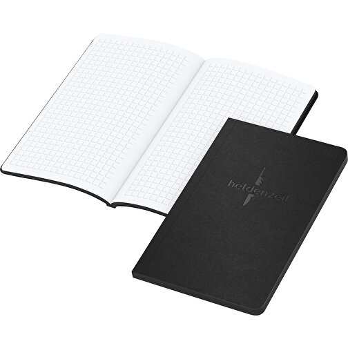 Notizbuch Tablet-Book Slim Bestseller Pocket, Schwarz , schwarz, Hochweißes Schreibpapier 80 g/m², 15,20cm x 9,40cm (Länge x Breite), Bild 1