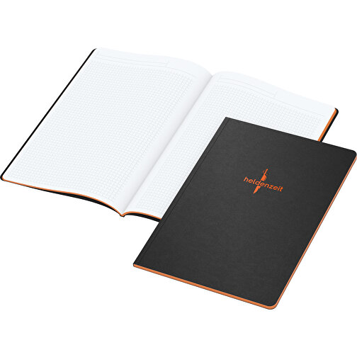 Notizbuch Tablet-Book Slim Bestseller A4, Orange , schwarz, orange, Hochweißes Schreibpapier 90 g/m², 29,70cm x 21,00cm (Länge x Breite), Bild 1