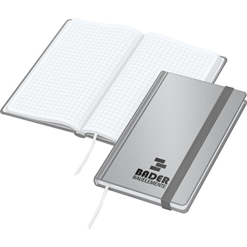 Notisbok Easy-Book Comfort bestselger Pocket, sølv inkl. preging svart glanset, Bilde 1
