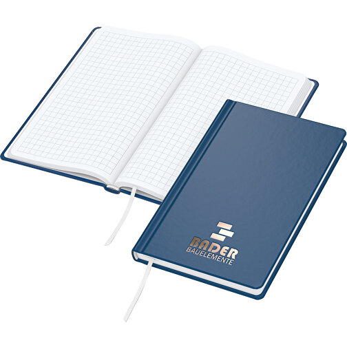 Notizbuch Easy-Book Basic Bestseller Pocket, Dunkelblau, Kupferprägung , dunkelblau, kupfer, Hochweisses Schreibpapier 80g/m2, 15,20cm x 9,40cm (Länge x Breite), Bild 1