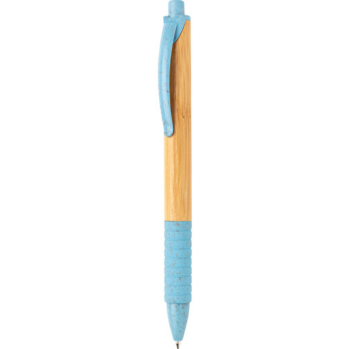Bambus & Weizenstroh Stift, Blau , blau, Bambus, 14,20cm (Höhe), Bild 1