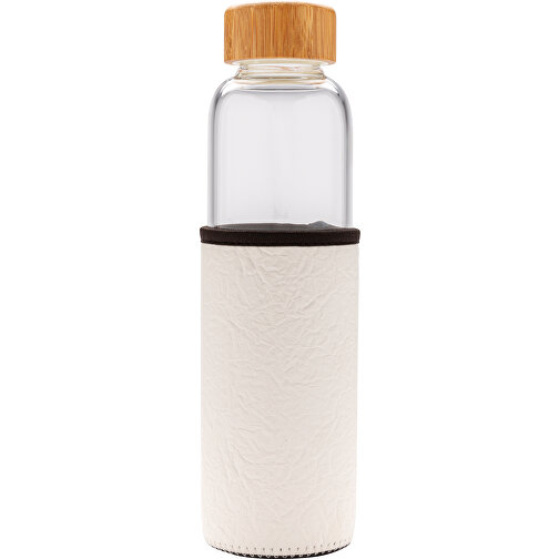 Borosilikat-Glasflasche Mit Struktriertem PU-Sleeve , weiß, Glas, PU, 23,90cm (Höhe), Bild 1