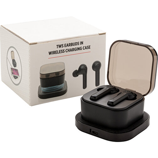 TrueWireless Ohrhörer In Kabelloser Ladebox, Schwarz , schwarz, ABS, 10,80cm x 7,80cm (Länge x Höhe), Bild 1