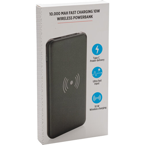10.000 MAh FastCharging 10W Wireless Powerbank Mit PD, Grau , grau, ABS, 14,40cm x 1,70cm (Länge x Höhe), Bild 13