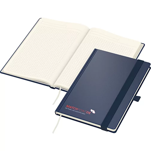 Carnet de notes Vision-Book crème A5 x.press bleu foncé, sérigraphie numérique, Image 1