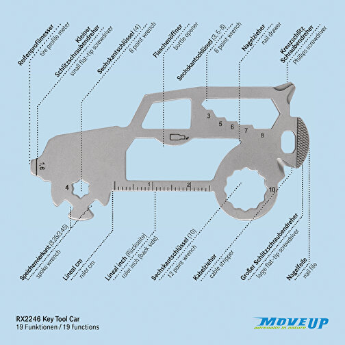 ROMINOX® Key Tool SUV / Auto (19 Funktionen) , Edelstahl, 7,00cm x 0,23cm x 3,20cm (Länge x Höhe x Breite), Bild 10