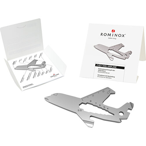 ROMINOX® Key Tool Airplane / Flugzeug (18 Funktionen) , Edelstahl, 7,00cm x 0,23cm x 3,20cm (Länge x Höhe x Breite), Bild 2