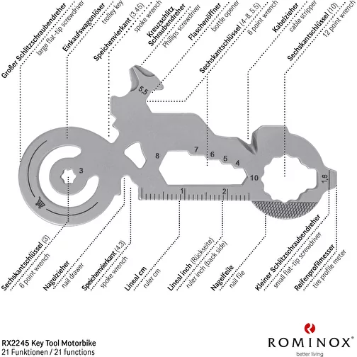 Set de cadeaux / articles cadeaux : ROMINOX® Key Tool Motorbike (21 functions) emballage à motif O, Image 9
