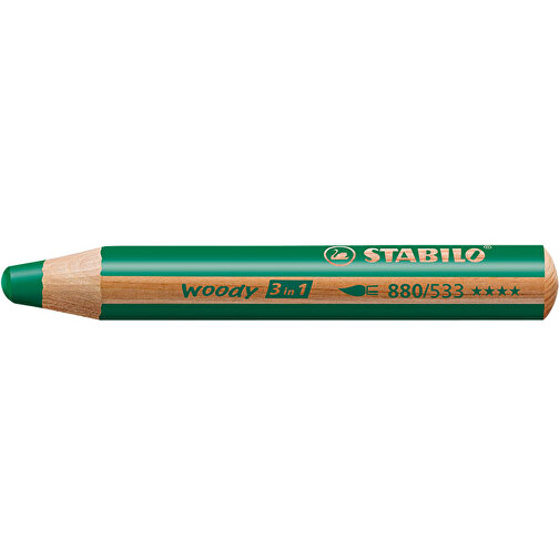 STABILO Woody 3 In 1 Farbstift , Stabilo, dunkelgrün, Holz, 11,30cm x 1,60cm x 1,60cm (Länge x Höhe x Breite), Bild 1