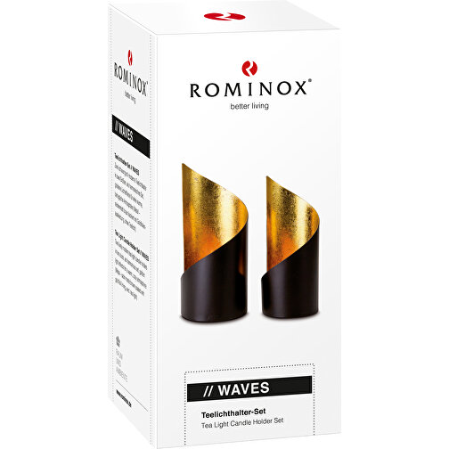 ROMINOX® Teelicht-Set // Waves , Metall - seidenmatt lackiert, Goldfolienauskleidung, 6,20cm x 14,00cm x 6,20cm (Länge x Höhe x Breite), Bild 7
