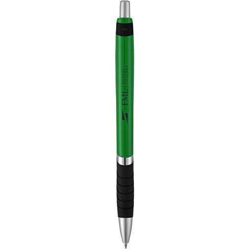 Turbo Kugelschreiber Mit Gummigriff , grün / schwarz, ABS Kunststoff, 14,30cm (Länge), Bild 2
