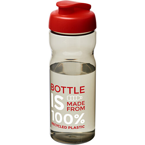 H2O Active® Eco Base 650 Ml Sportflasche Mit Klappdeckel , kohle / rot, PCR Kunststoff, PP Kunststoff, 22,10cm (Höhe), Bild 2