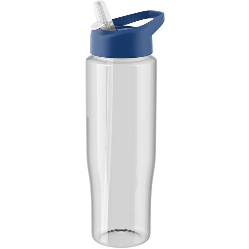 H2O Active® Tempo 700 Ml Sportflasche Mit Ausgussdeckel , transparent / blau, PET Kunststoff, 72% PP Kunststoff, 17% SAN Kunststoff, 11% PE Kunststoff, 23,90cm (Höhe), Bild 1