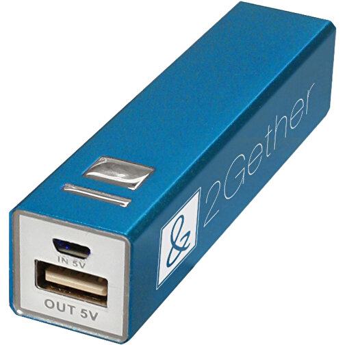 Powerbank WS101 2200/2600 MAh , blau, Aluminium, 9,40cm x 2,20cm x 2,10cm (Länge x Höhe x Breite), Bild 2