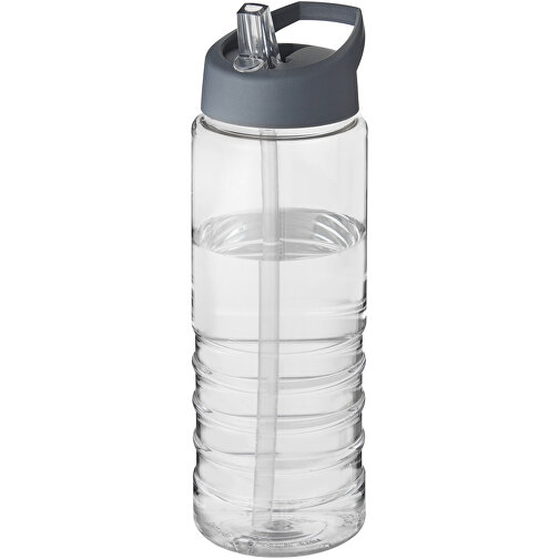 H2O Active® Treble 750 Ml Sportflasche Mit Ausgussdeckel , transparent / storm grey, PET Kunststoff, 72% PP Kunststoff, 17% SAN Kunststoff, 11% PE Kunststoff, 22,80cm (Höhe), Bild 1