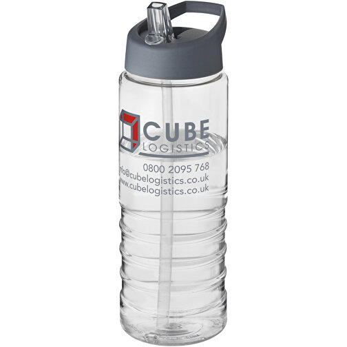 H2O Active® Treble 750 Ml Sportflasche Mit Ausgussdeckel , transparent / storm grey, PET Kunststoff, 72% PP Kunststoff, 17% SAN Kunststoff, 11% PE Kunststoff, 22,80cm (Höhe), Bild 2