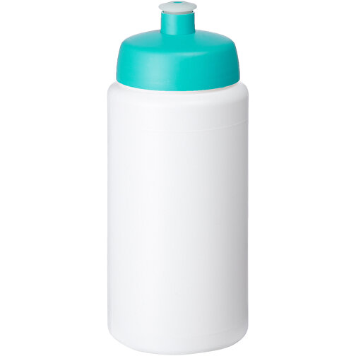 Baseline® Plus Grip 500 Ml Sportflasche Mit Sportdeckel , weiß / aquablau, HDPE Kunststoff, PP Kunststoff, 18,50cm (Höhe), Bild 1