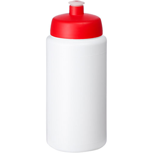 Baseline® Plus Grip 500 Ml Sportflasche Mit Sportdeckel , weiß / rot, HDPE Kunststoff, PP Kunststoff, 18,50cm (Höhe), Bild 1