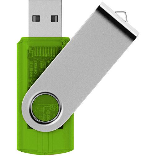 Rotate Transculent USB-Stick , grün MB , 16 GB , Kunststoff, Aluminium MB , 5,80cm x 1,90cm x 1,00cm (Länge x Höhe x Breite), Bild 1