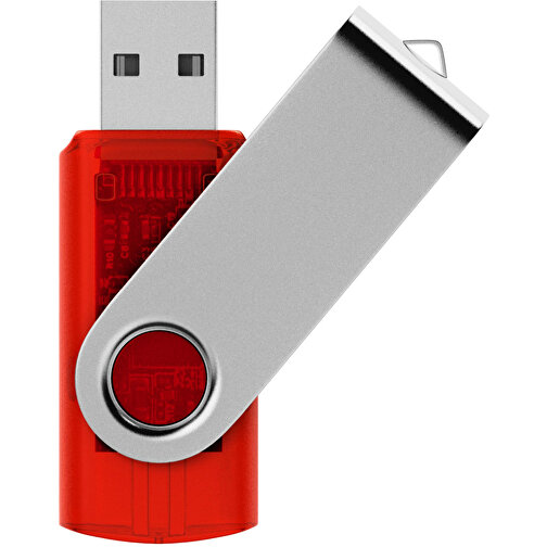 Rotate Transculent USB-Stick , rot MB , 2 GB , Kunststoff, Aluminium MB , 5,80cm x 1,90cm x 1,00cm (Länge x Höhe x Breite), Bild 1
