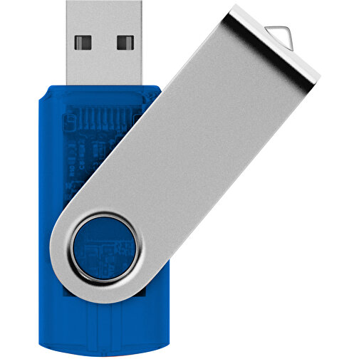 Rotate Transculent USB-Stick , blau MB , 4 GB , Kunststoff, Aluminium MB , 5,80cm x 1,90cm x 1,00cm (Länge x Höhe x Breite), Bild 1
