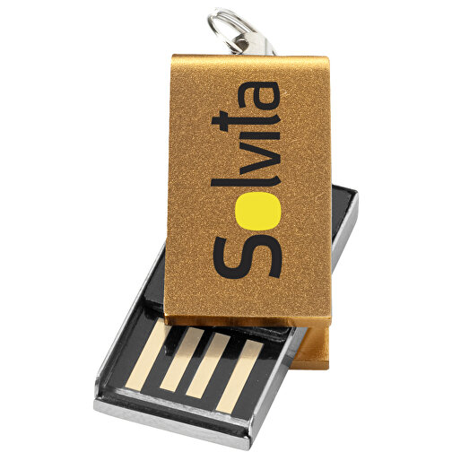 Mini Rotate USB-Stick , gold MB , 2 GB , Aluminium MB , 3,30cm x 1,60cm x 0,60cm (Länge x Höhe x Breite), Bild 2