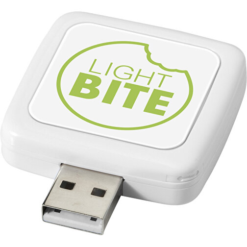 Rotating Square USB-Stick , weiß MB , 4 GB , Kunststoff MB , 4,40cm x 4,00cm x 1,00cm (Länge x Höhe x Breite), Bild 2