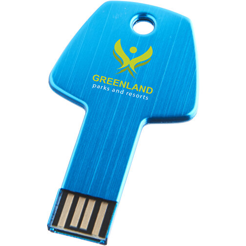 USB-Stick Schlüssel , hellblau MB , 32 GB , Aluminium MB , 5,70cm x 3,20cm x 0,30cm (Länge x Höhe x Breite), Bild 2