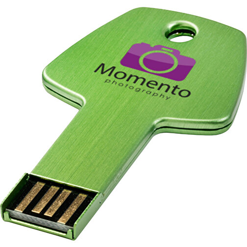 USB-Stick Schlüssel , grün MB , 32 GB , Aluminium MB , 5,70cm x 3,20cm x 0,30cm (Länge x Höhe x Breite), Bild 2