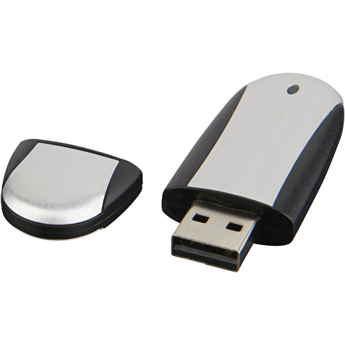Memo USB-Stick , schwarz / silber MB , 16 GB , Kunststoff, Aluminium MB , 6,00cm x 2,40cm x 1,20cm (Länge x Höhe x Breite), Bild 1