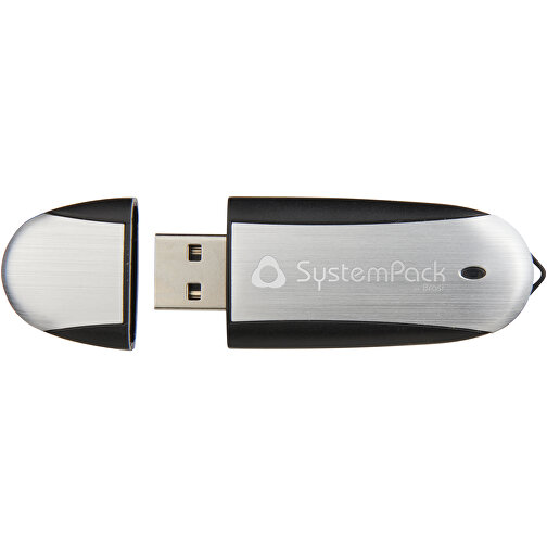 Memo USB-Stick , schwarz / silber MB , 8 GB , Kunststoff, Aluminium MB , 6,00cm x 2,40cm x 1,20cm (Länge x Höhe x Breite), Bild 2